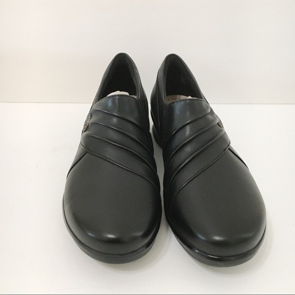 Clarks Womens Hope Roxanne Black Leather Slip On Comfort Loafers Shoes 6 NEW - Picture 5 of 11